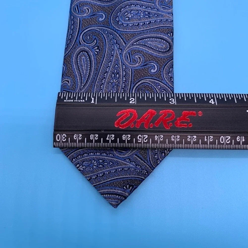 Pronto Uomo Platinum Blue Paisley 100% Silk Luxury Men's Classic Neck Tie